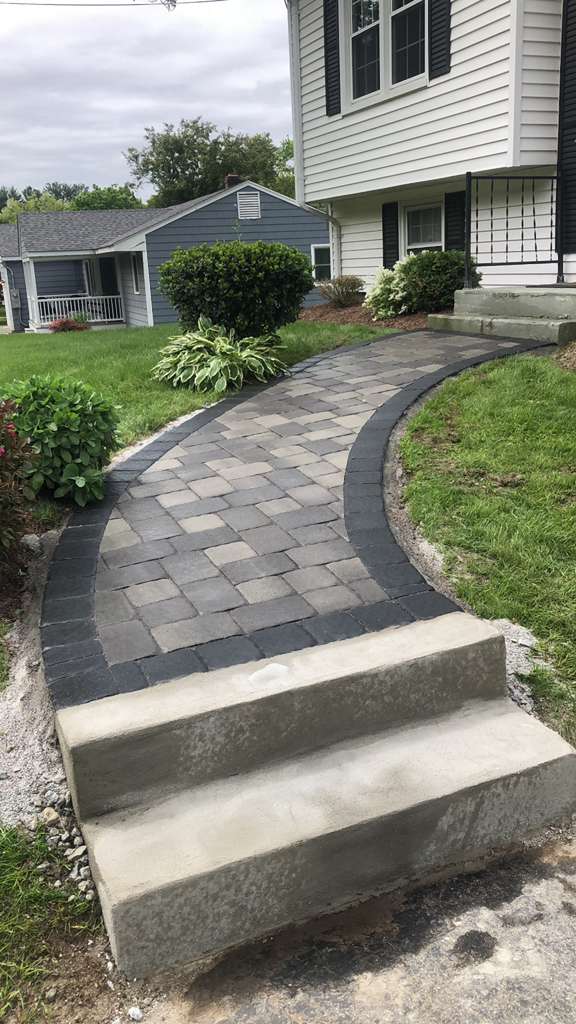 Curved paver walkway, residential