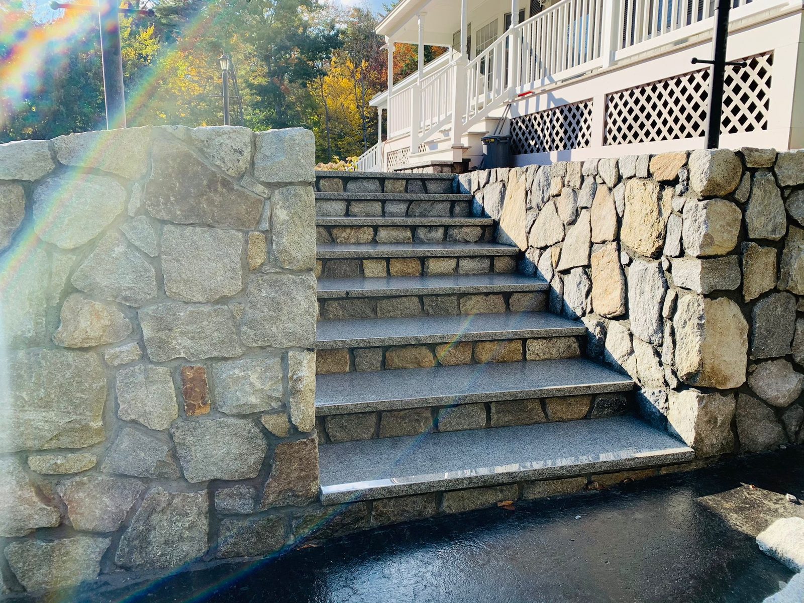 Granite steps in fall light